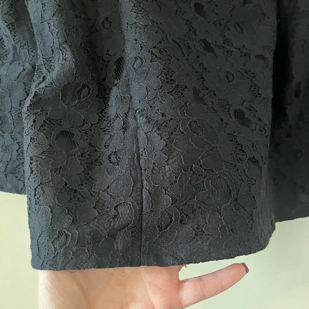 Talbots Black Lace Overlay Black Blazer Suit Jacket Women’s Size 14 - Picture 12 of 16